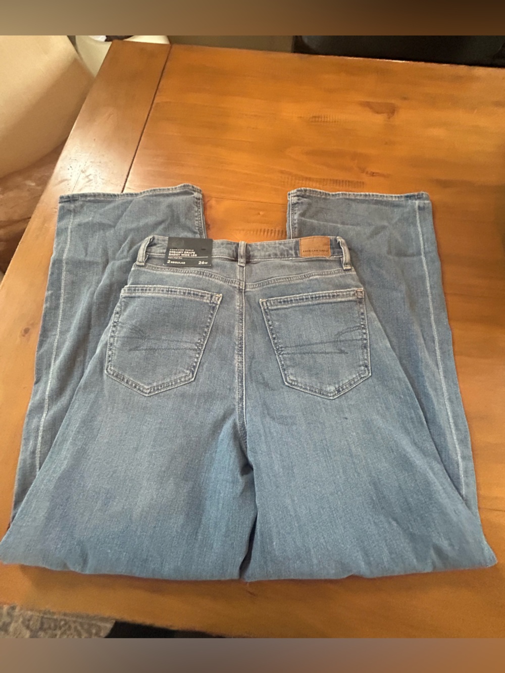 NWT AE Dreamy Drape Stretch Super High-Waisted Baggy Wide-Leg Jean - Picture 6 of 13